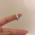 Taina Dainty Zircon Open Ring - Silver Tone with Blue Zircon [9TVTRES5]