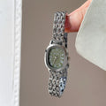 Daisy Dial Bracelet Watch - Silver Strap Green Dial Oval Roman [C8SCA6AX]