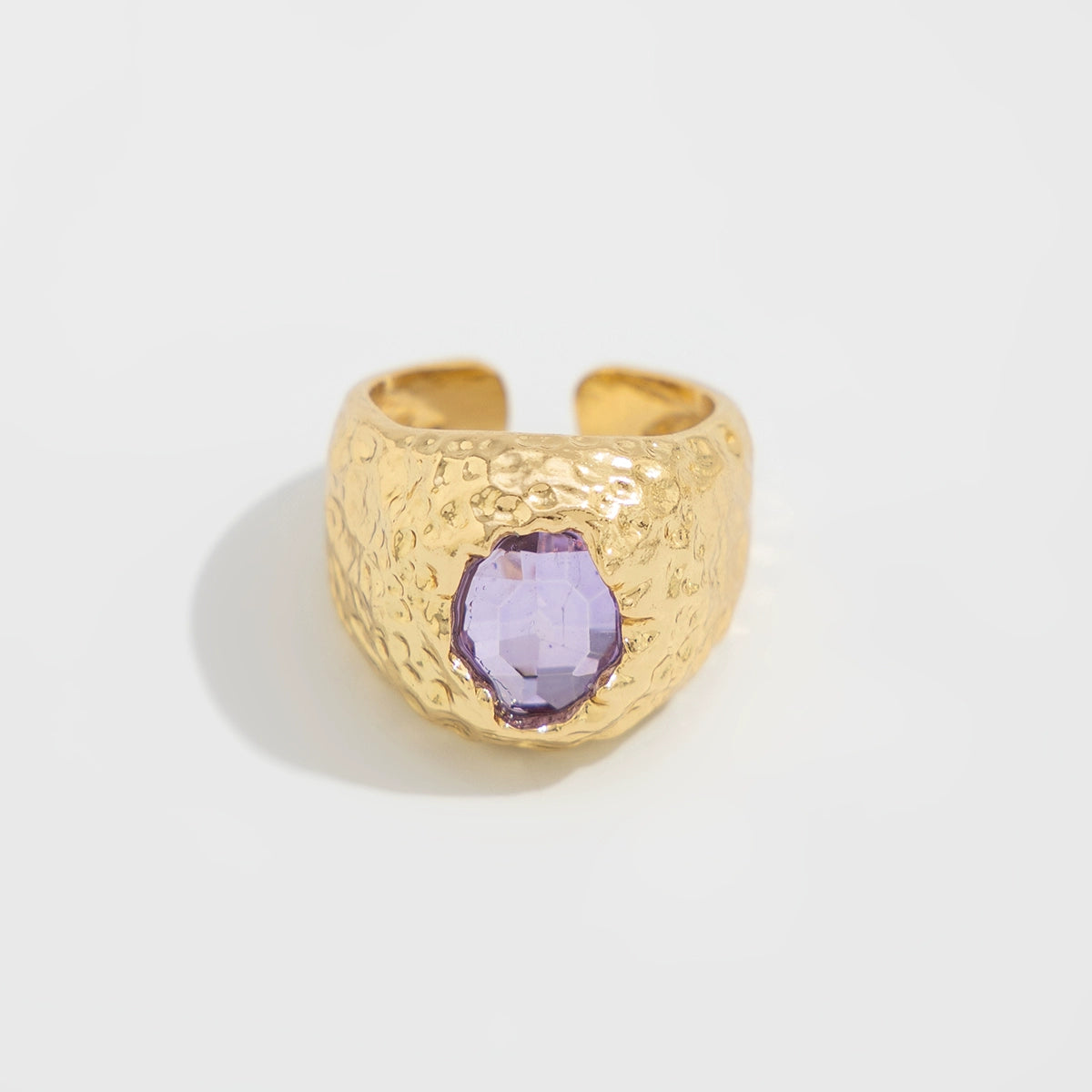 Kaleena Gemstone Open Ring - Purple
