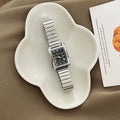 Vintage Square Roman Dial Watch - Silver Band, Black Dial [R496V3YE]