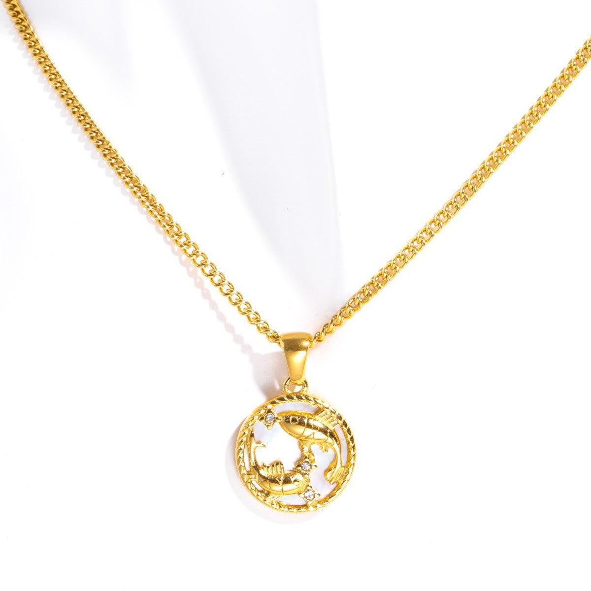Tamera Zodiac Coin Necklace - Pisces - Gold [NDW4O8KE]
