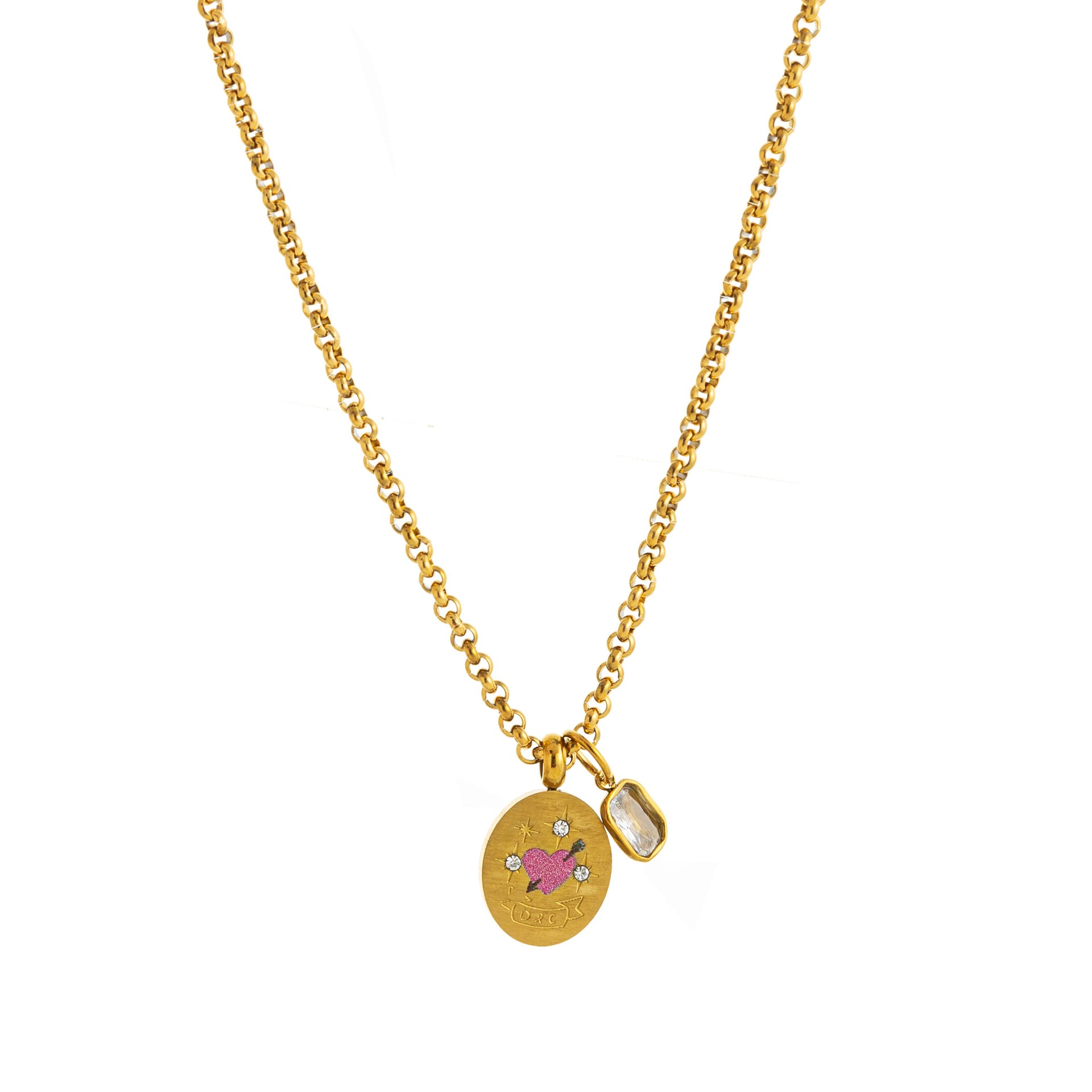 Dainty Heart Pendant Necklace - Heart Necklace (with Zircon) [DMFIA52F]