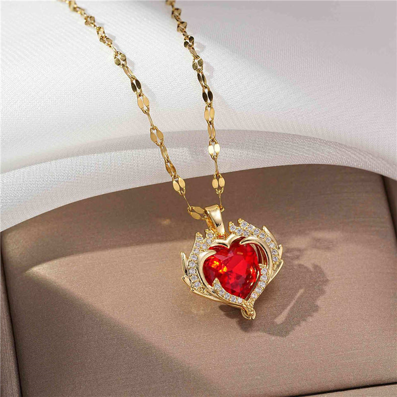 Sanvi Iridescent Heart Necklace - Style 4 [OGXNKNWZ]