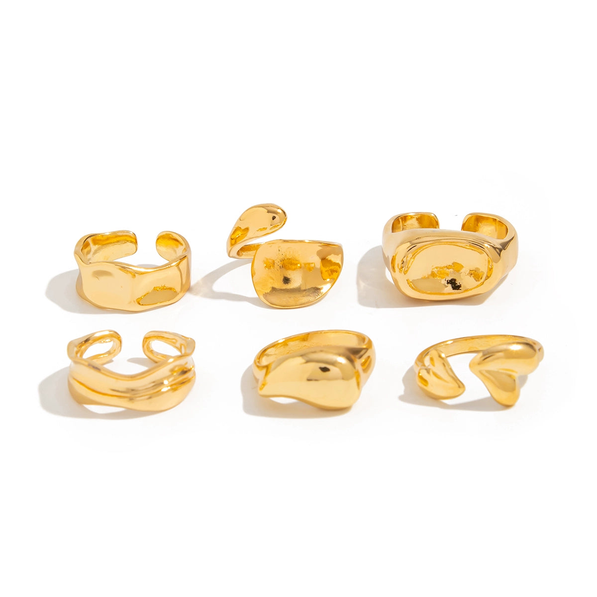 Shawna Irregular Open Ring Set - Light Gold
