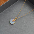 Zarah Monet Garden Necklace - Blue Rose Necklace [1QVGA907]