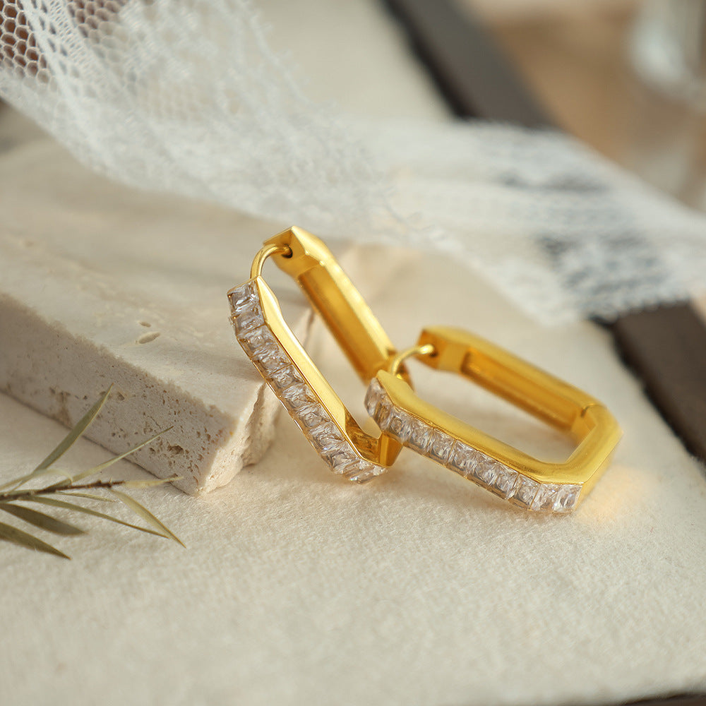 Blossom Geometric Zircon Hoops - White [LJAWRFZG]