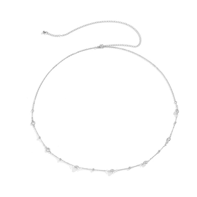 Lanora Crystal Body Chain - Silver Clear Stone