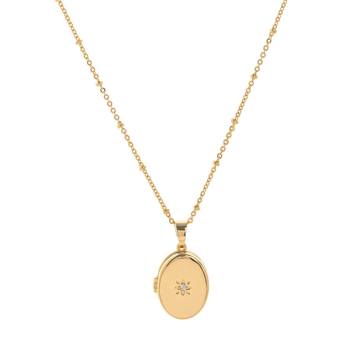 Floral Heart Locket Necklace - Oval Pendant [1H668QDP]