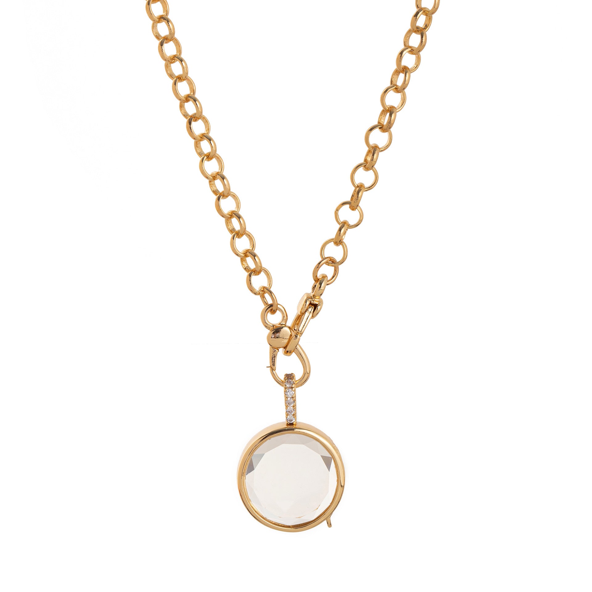 Soleil Keepsake Charm Pendant - Round Transparent Box Necklace (O-chain) [OBY3OOXN]