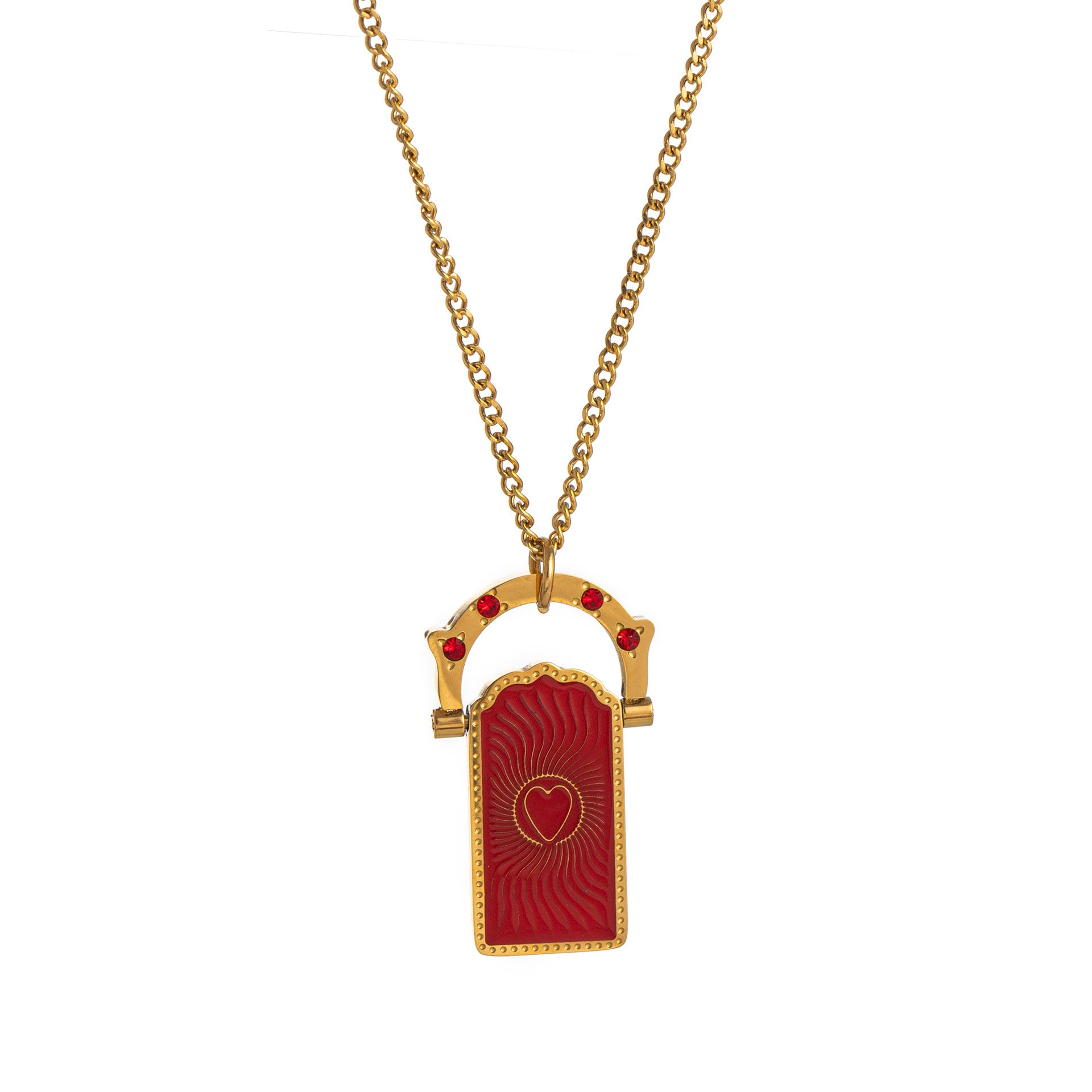 Rotatable Four-Leaf Clover Pendant Necklace - Heart [39ND11GX]