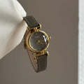 Alaya Vintage Wrist Watch - Small Clock Dial - Gold Frame Grey [U84P3ED0]