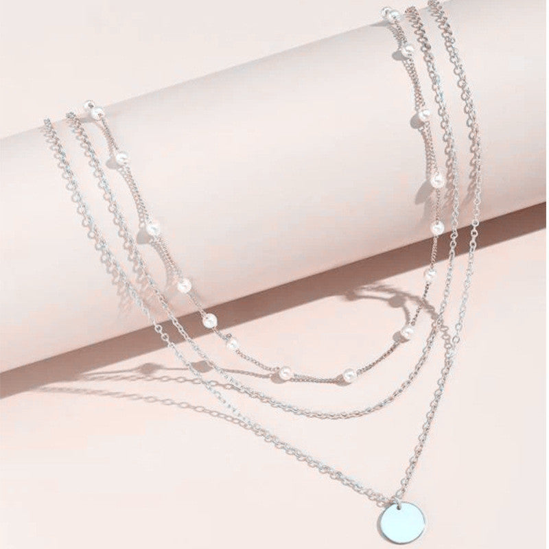 Baileigh Layered Pearl Necklace - Silver [M2ZKZCUH]