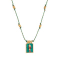 Color Cord Pendant Necklace - Green Fish Necklace (With Beads) [Y0SWBSZW]