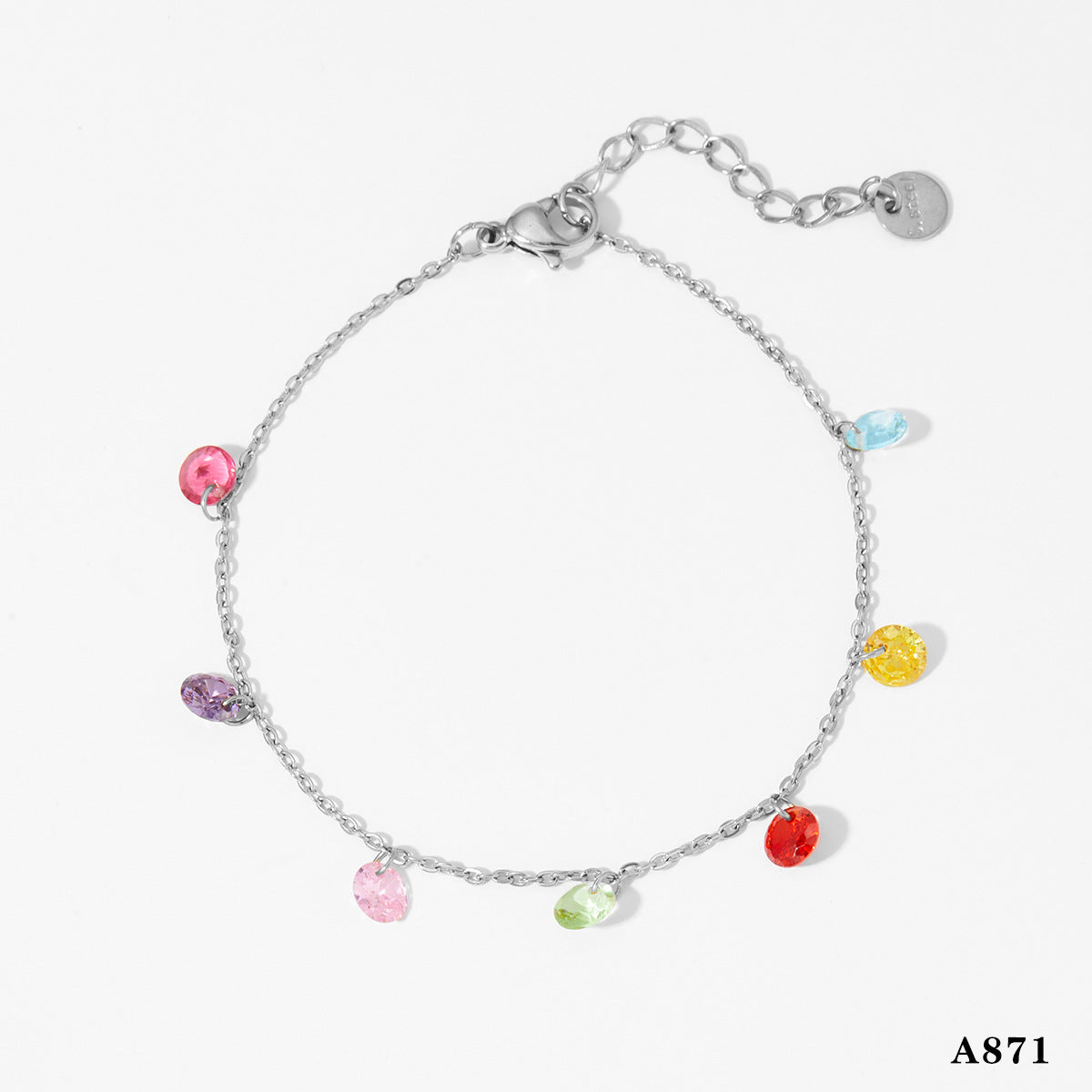 Nilah Diamond Heart Charm Bracelet - Silver + Colored Diamond Bracelet [0EFAN0ZQ]