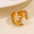 Leeba Layered Stone Open Ring - White [GWH92SGT]