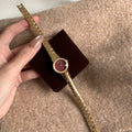 Round Dial Bracelet Watch - Gold Band Red Dial [8Q1LL6Y0]