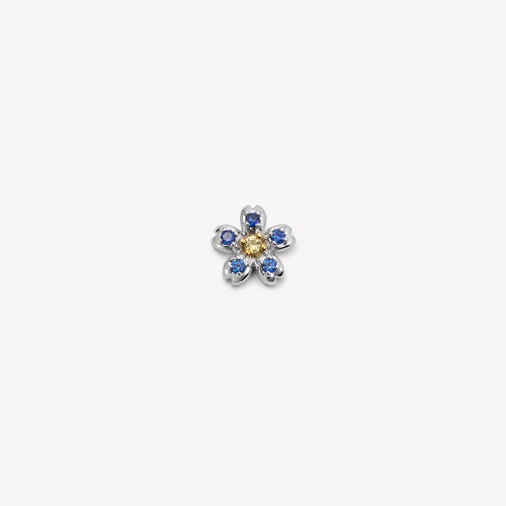 Jayme Dainty Zircon Charm Necklace - Blue Small Flower [TSKCWT4I]