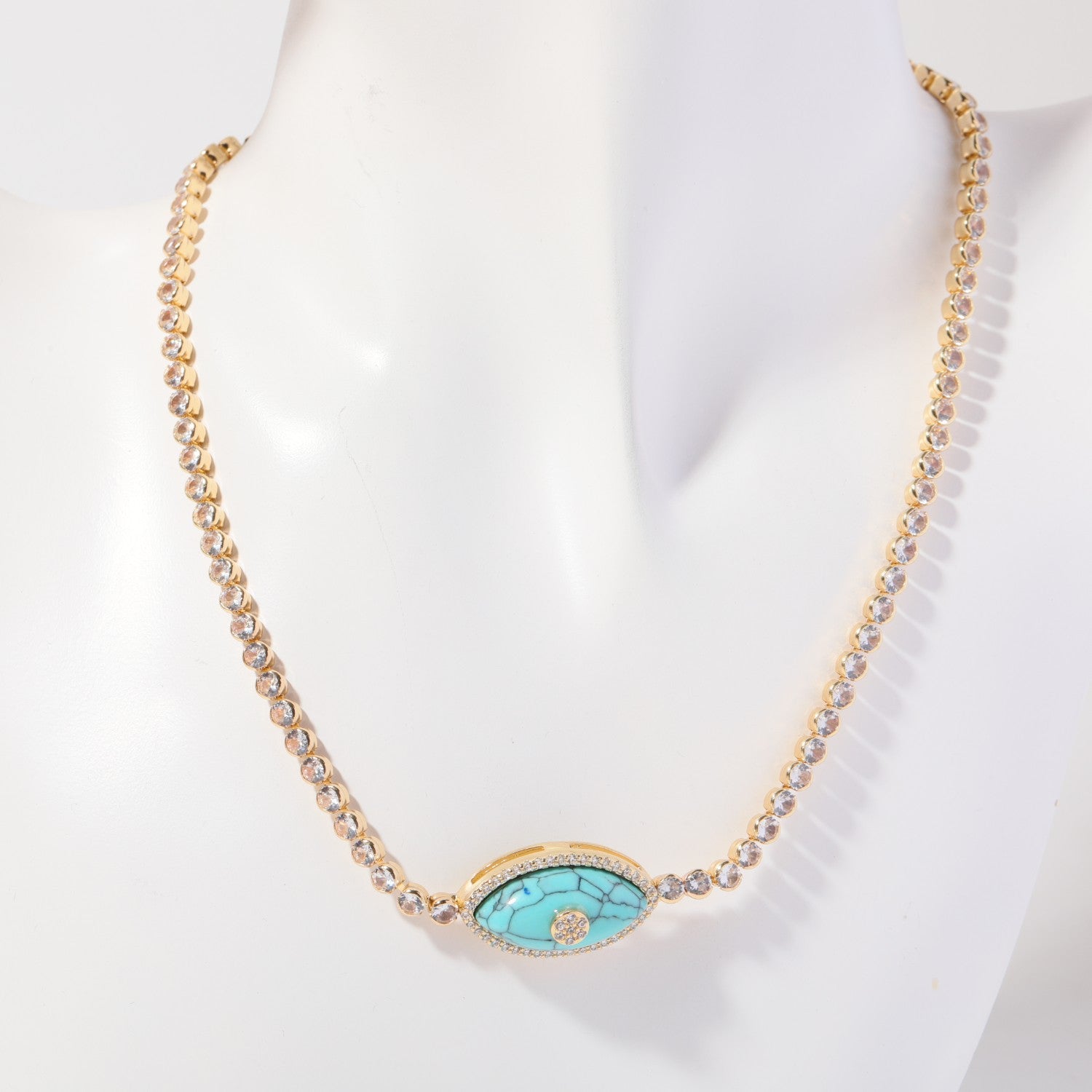 Evil Eye Pendant Necklace - CZ Turquoise Necklace [5HFJR2DX]
