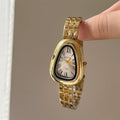 Vintage Snake Head Bracelet Watch - Gold Band & White Dial (Steel Snake Head A) [VW7I4XBB]