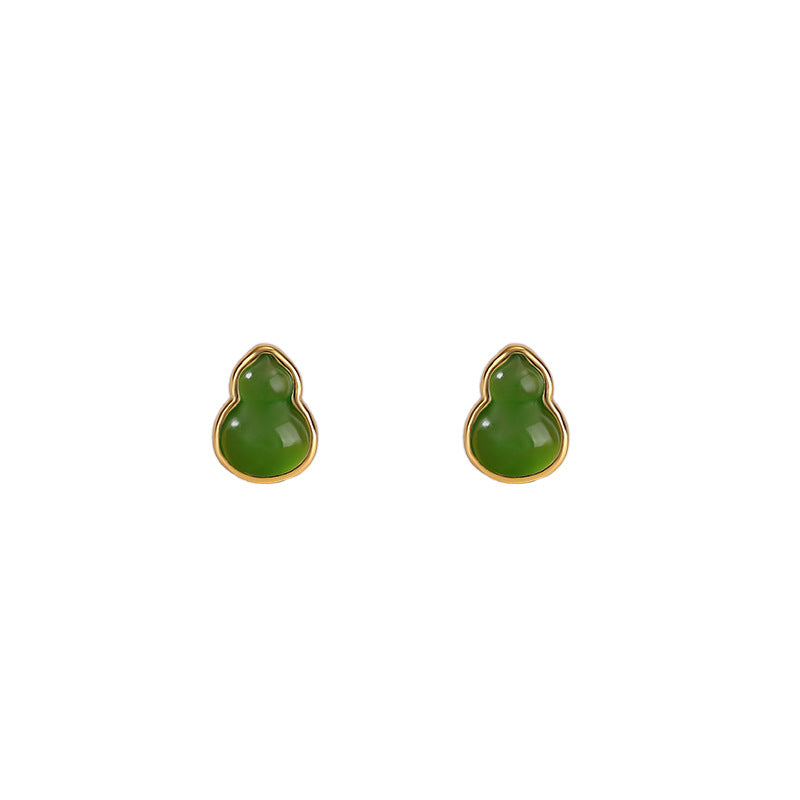 Elaina Jade Fortune Gourd Stud Earrings