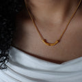 Stephany Gemstone Pendant Necklace - Gold Tiger Eye Stone (40+5cm) [OW2Y66QC]