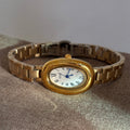 Sommer Retro Oval Bracelet Watch - Gold Band, White Dial [QRYCVNV8]