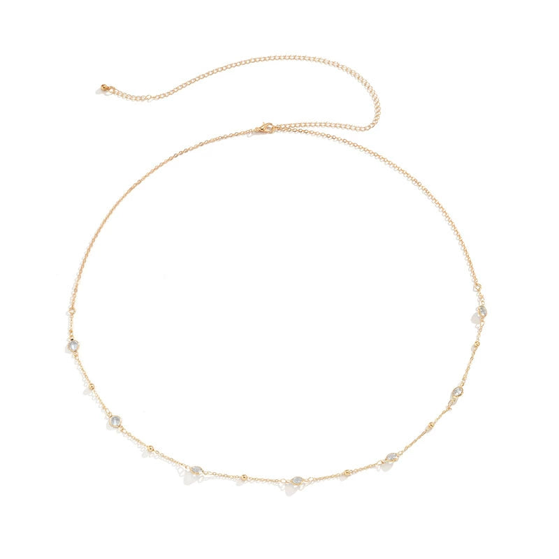 Lanora Crystal Body Chain - Gold Clear Stone