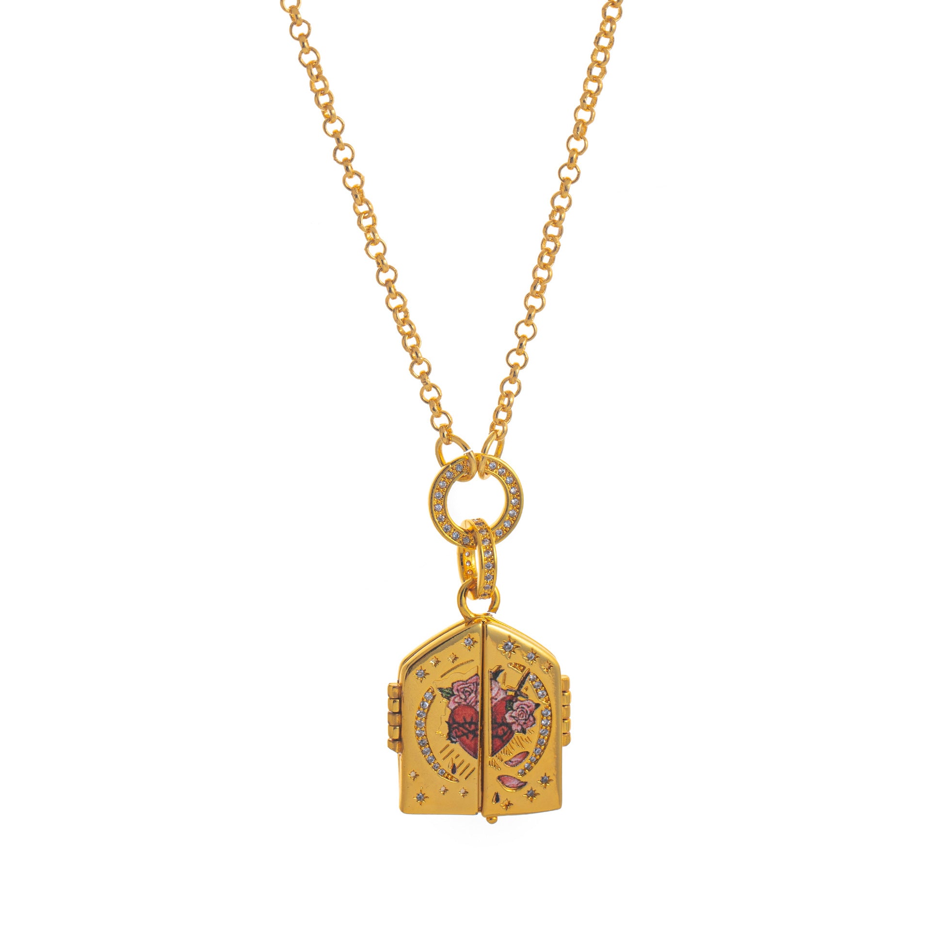 Floral Locket Pendant Necklace - Heart Locket Necklace [9R27TNU5]