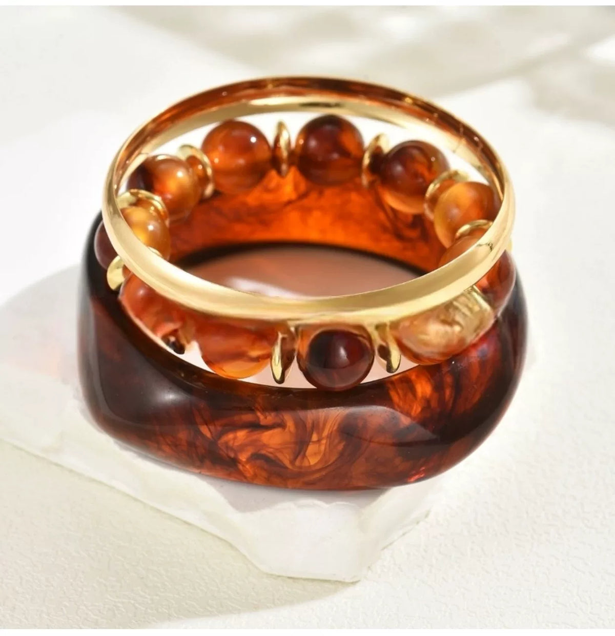 Resin Bangle Bracelet Set - Brown Set [HKOF31CW]
