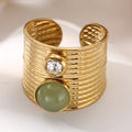 Hadlie Natural Stone Open Ring - Deep Green [8E94NR3P]