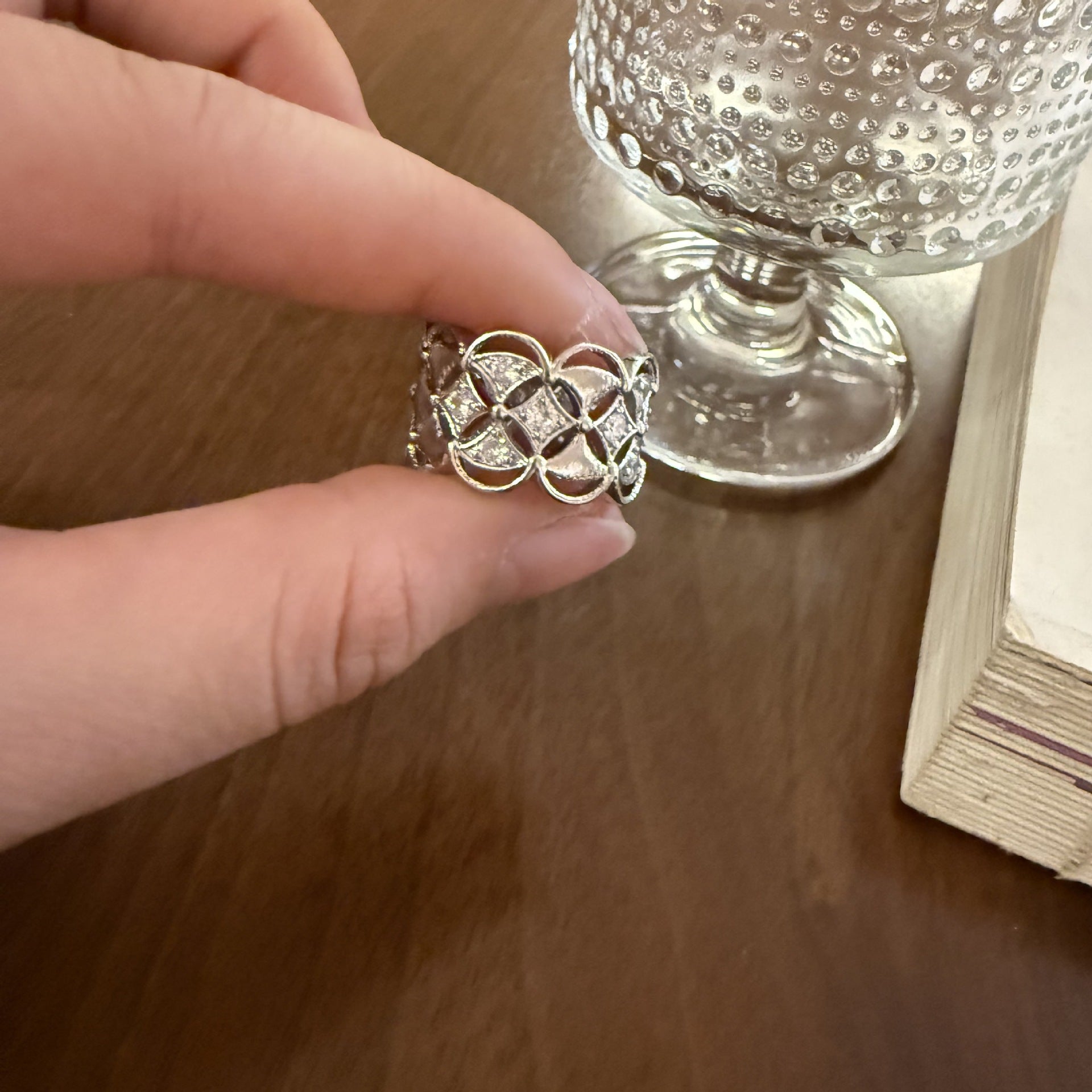 Mercy Zircon Lace Ring - Silver Zircon Fan Ring [V737H7BF]