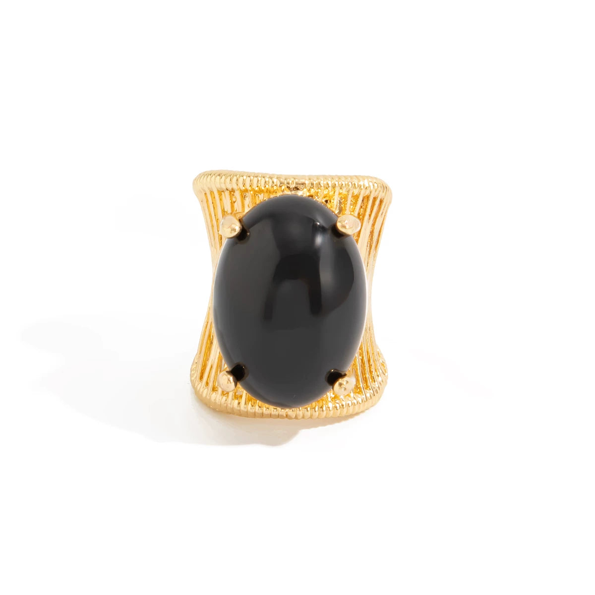 Chunky Resin Oval Ring - Black [O9ROMC77]