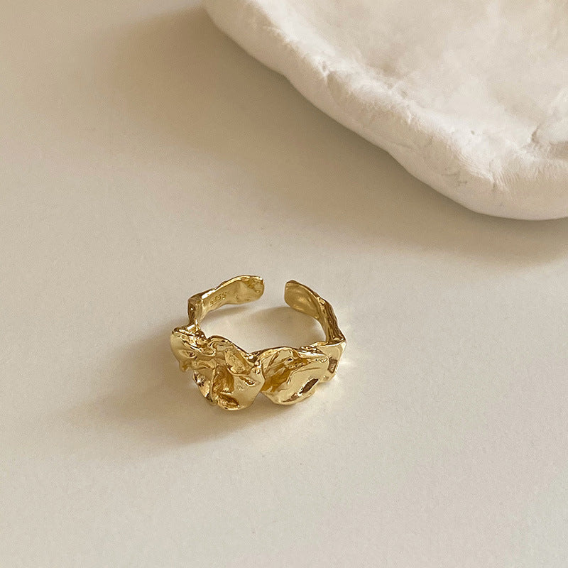 Joyce Irregular Textured Ring - Gold [IQME81D4]