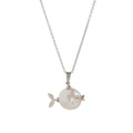 Baroque Pearl Fish Pendant Necklace - Silver Regular Fish [IQ9XFIR8]