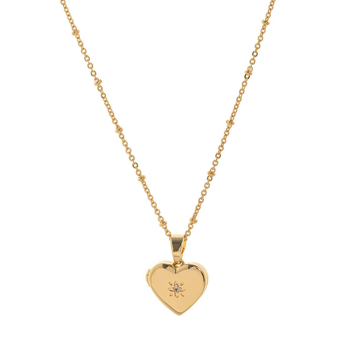 Floral Heart Locket Necklace - Heart Pendant [AU1CQ052]