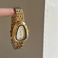 Vintage Snake Head Shaped Watch - Gold Strap White Dial (Steel Strap) [FTPRQGR1]