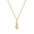 Layered Zircon Pendant Necklace - Gold Two Zircons [K22EIEJX]