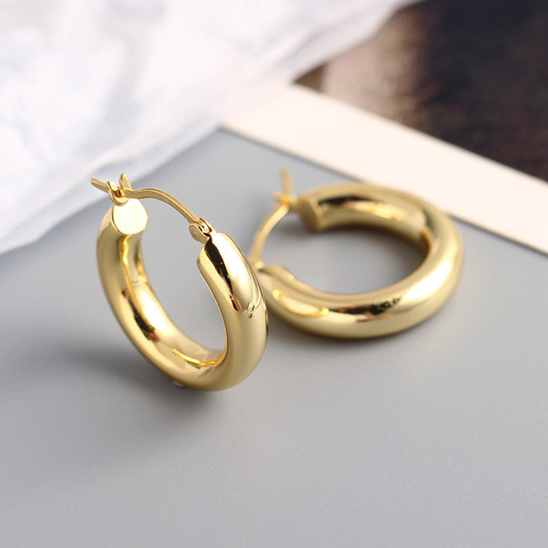Alania Glossy Hoop Earrings - Gold [75EJT7RX]