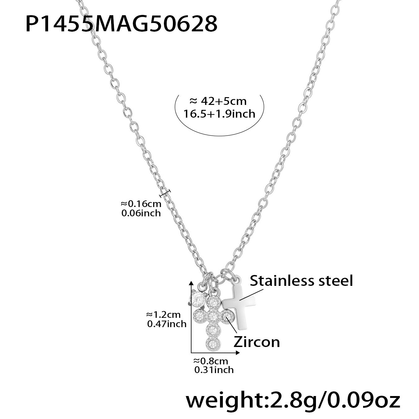 Bryndle Dainty Cross Pendant Necklace - Silver [D67A0P1H]