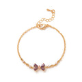 Angelique Dainty Butterfly Zircon Jewelry - Gold Purple Zircon Butterfly Bracelet [XOTOYG31]