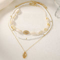 Layered Pearl and Shell Necklace - Style 1 [0S7JZ9ZJ]