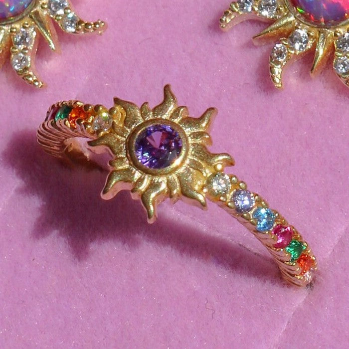 Opal Star Pendant Necklace - Gold Ring (Open) [RCFMTQJT]
