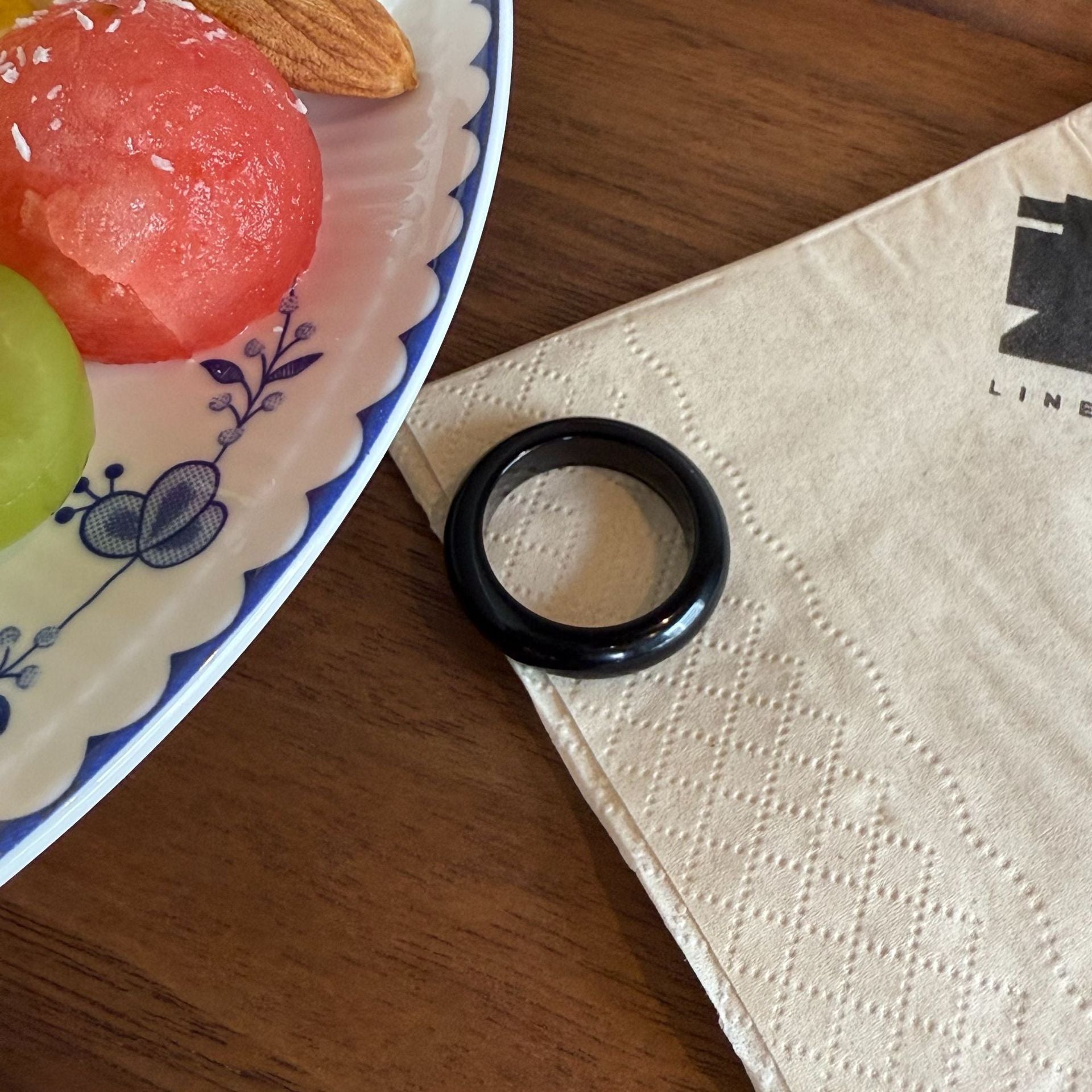 Keaton Sculptural Open Ring - Obsidian Plain Ring [2IUSXAK5]