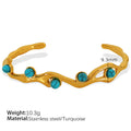Varnika Bold Stone Cuff - Blue Turquoise Gold Bracelet [Y1IBNT2B]