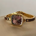 Square Half-Bangle Chain Watch - Gold Chain Coffee [A6GQ7YXI]