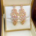 Avangeline Zircon Leaf Earrings - Gold-Pink [S0GEC5JC]