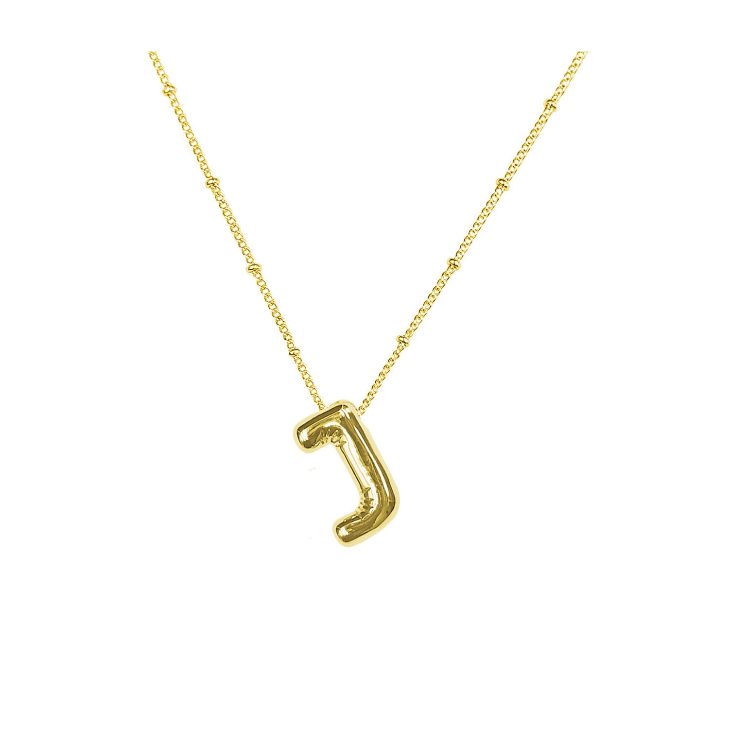 Aiyanah Glossy Bubble Letter Necklace - Gold J [VVCNSK22]