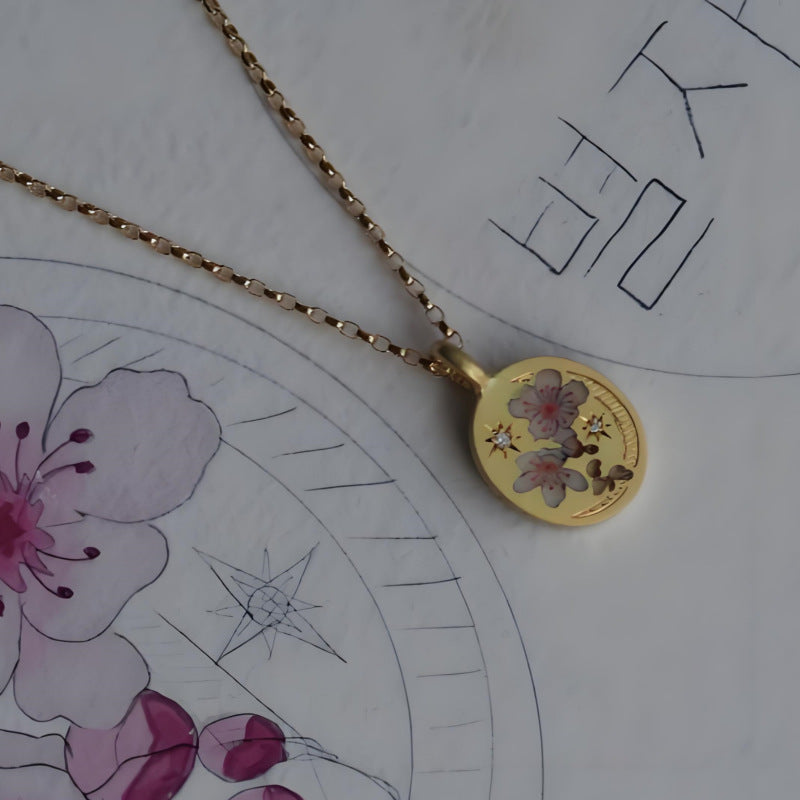Katya Delicate Charm Necklace - Peach Blossom Charm [Q4QSWPRA]