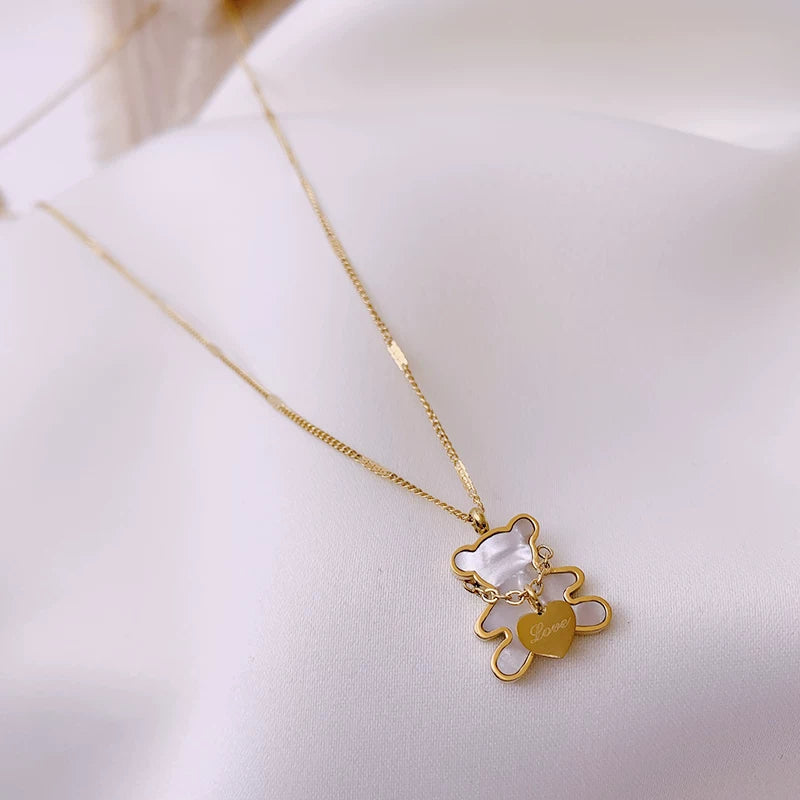 Bear Pendant Necklace - Titanium Steel Bear Necklace [Q9VBLZP0]