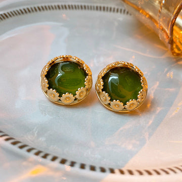 Asya Floral Vintage Flower Stud Earrings